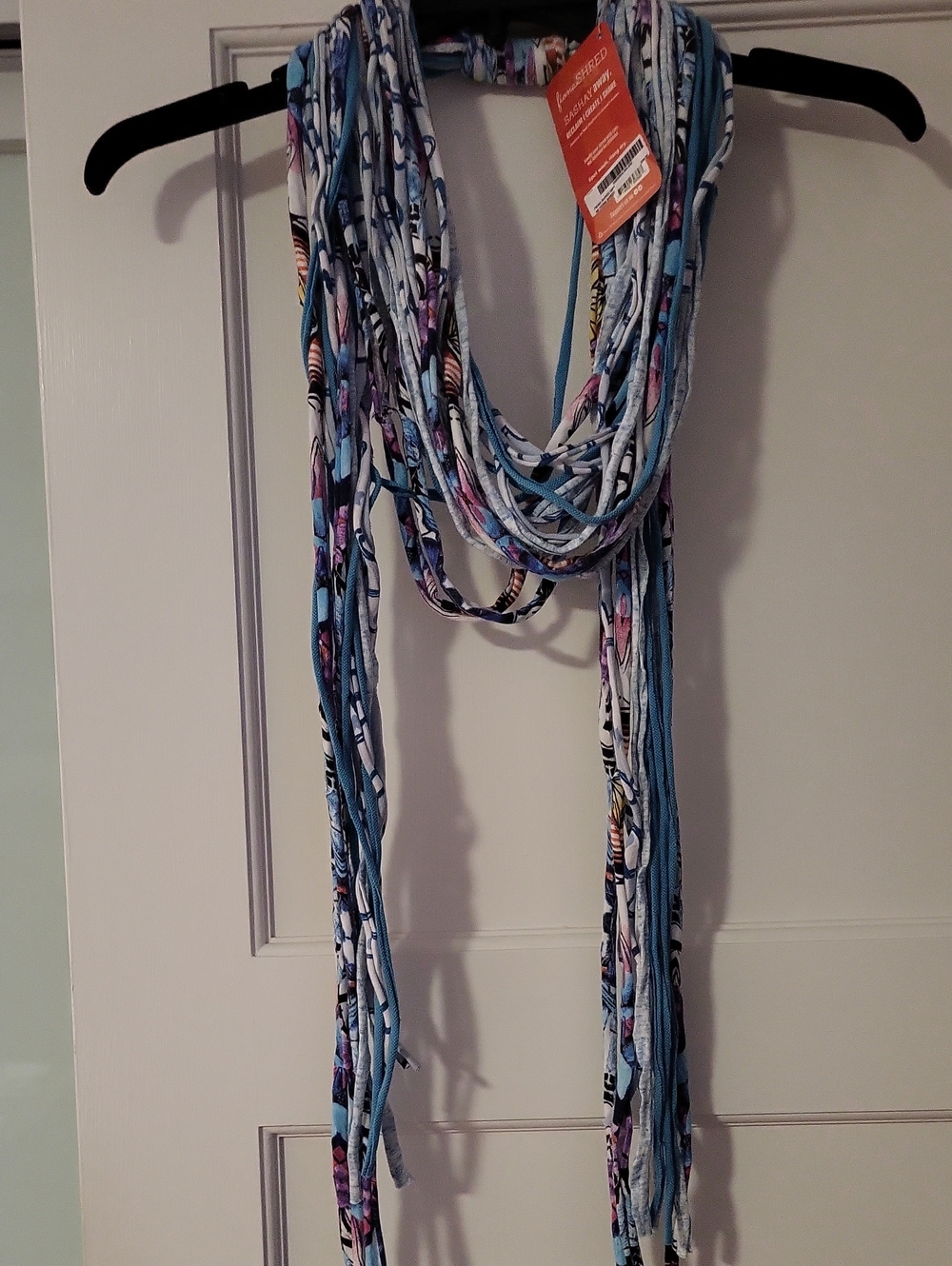 Light Blue Printed Multi-Strand Scarf Necklace - Unknown Brand